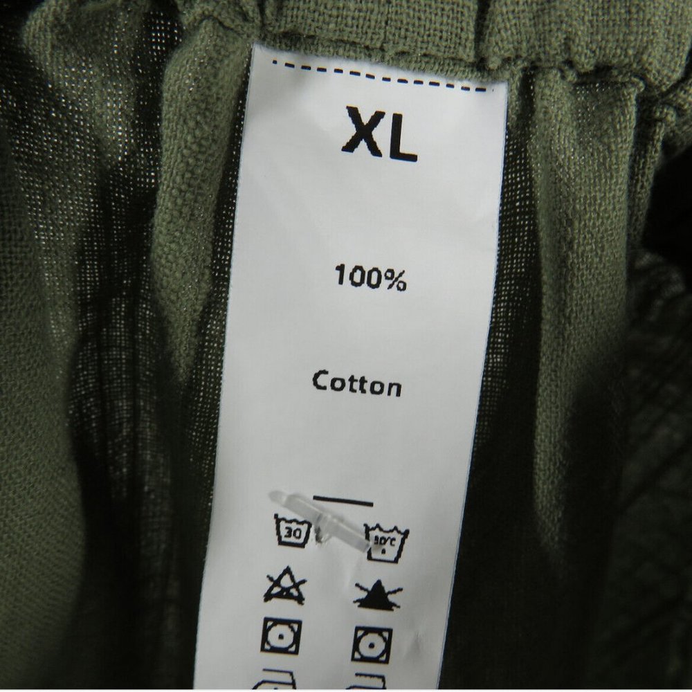 Halara Size XL Olive Lightweight Cotton Pleated Pull On Pants, Pockets - Picture 14 of 14